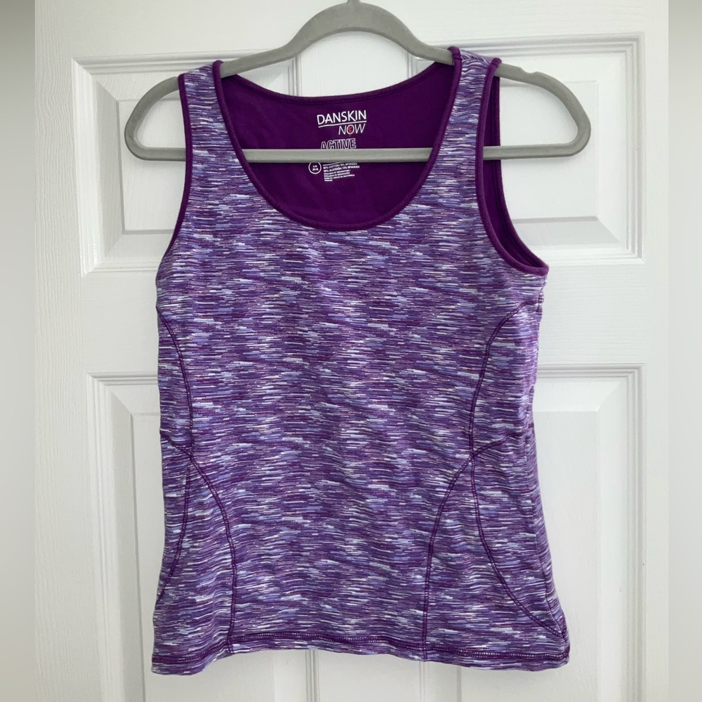 Danskin Now - Women's Plus Space-Dye Shelf-Bra Tank